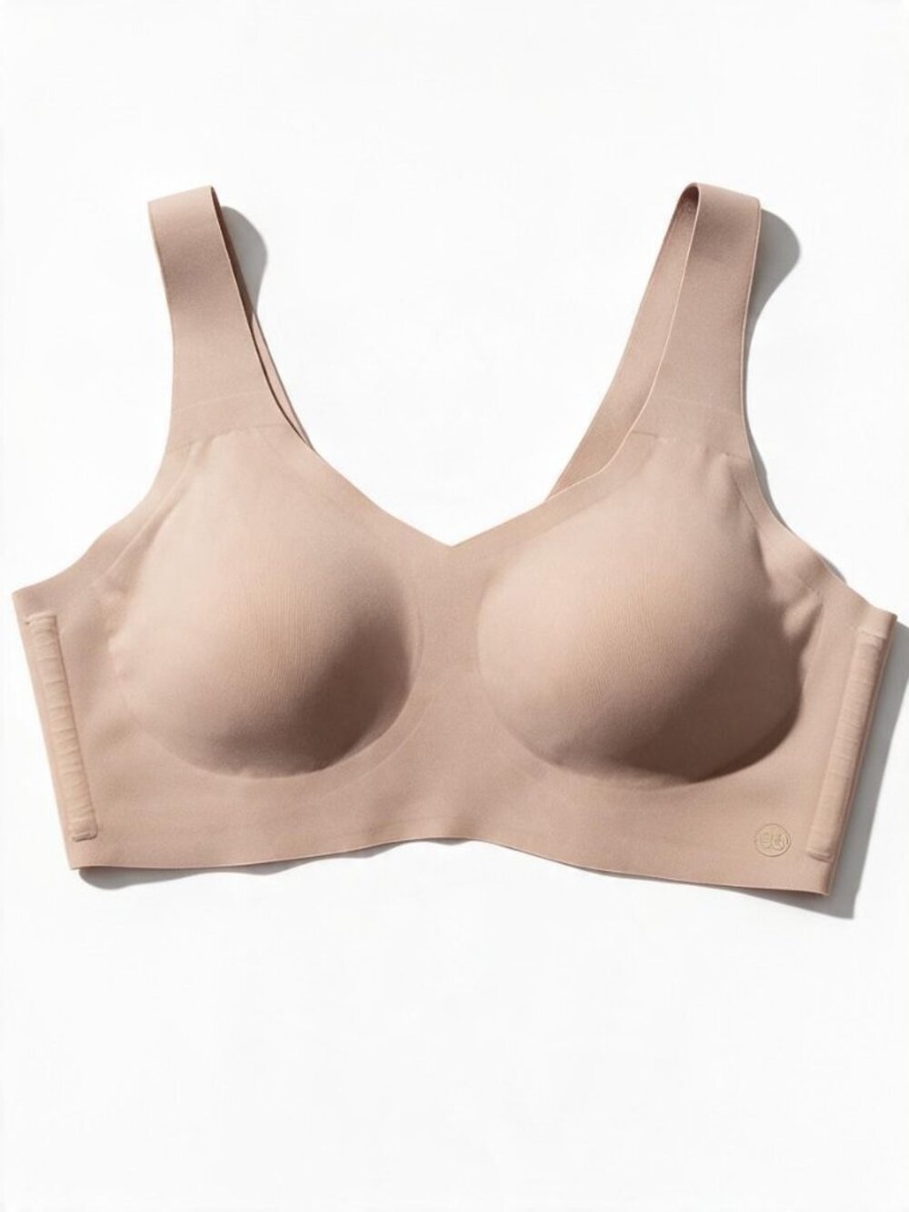 Honeylove LiftWear Wireless Bra Seamless V-Neck Shapewear Nude Sand Comfort Sz M